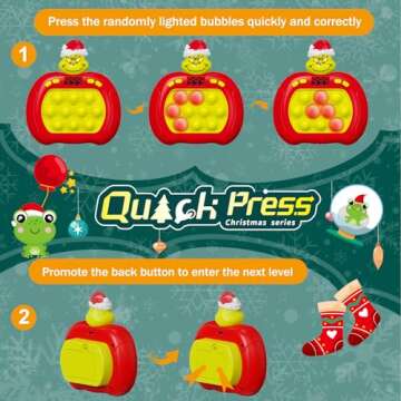 Upgraded Pop Push Game Toy for Kids, Quick Fast Push Pop Puzzle Handheld Game Light up Fidget Toy 8-12, Pop Bubble Sensory Toys Christmas Stocking Stuffers Birthday Gifts for Kids Ages 3-12