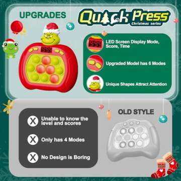 Upgraded Pop Push Game Toy for Kids, Quick Fast Push Pop Puzzle Handheld Game Light up Fidget Toy 8-12, Pop Bubble Sensory Toys Christmas Stocking Stuffers Birthday Gifts for Kids Ages 3-12