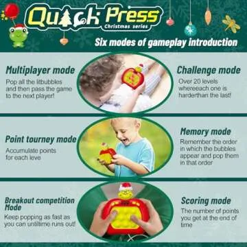 Upgraded Pop Push Game Toy for Kids, Quick Fast Push Pop Puzzle Handheld Game Light up Fidget Toy 8-12, Pop Bubble Sensory Toys Christmas Stocking Stuffers Birthday Gifts for Kids Ages 3-12