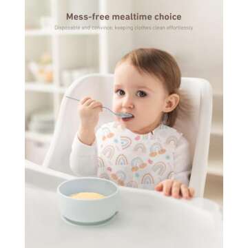 Babebay Disposable Bibs - 30 Pack Rainbow Pattern Perfect for Travel & Feeding