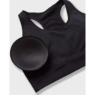 32 DEGREEES Women’s Seamless Racerback Sports Bra| Moderate Support | Full Coverage | Removable Cups, Black, Small