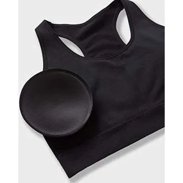 32 DEGREEES Women’s Seamless Racerback Sports Bra| Moderate Support | Full Coverage | Removable Cups, Black, Small