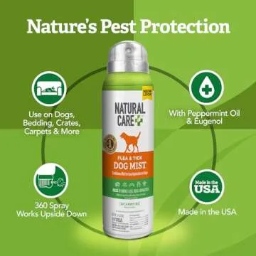 Natural Care Flea and Tick Spray for Dogs - Flea & Tick Treatment for Dogs - Flea & Tick Killer with Certified Natural Oils - 14 Ounces