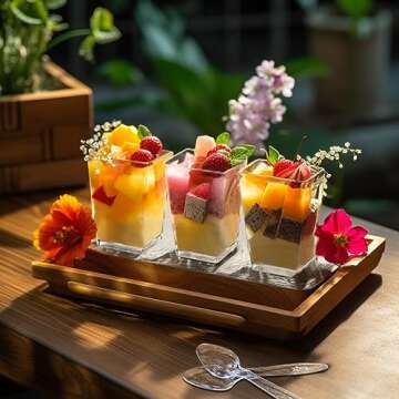 Hiasobre 50Pack 5oz Clear Plastic Dessert Cups with Lids and Spoons, Reusable Square Parfait Appetiz...