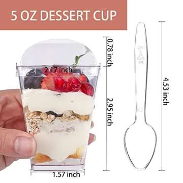 Hiasobre 50-Pack Clear Dessert Cups with Lids and Spoons