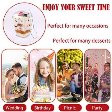 Hiasobre 50-Pack Clear Dessert Cups with Lids and Spoons