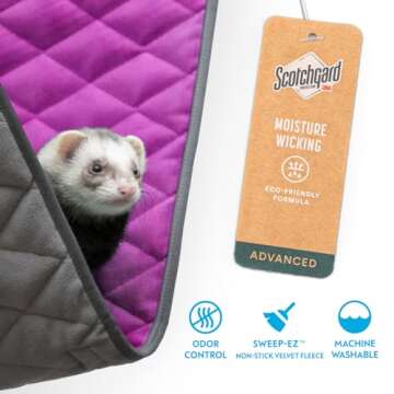 Paw Inspired Hanging Fleece Hammock for Ferrets, Rats, Chinchillas, Sugar Gliders, Small Pets | Hideout Toy for Guinea Pigs, Hamsters | Swivel Clips for Small Animal Cages (Gray/Pink)