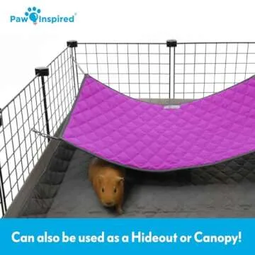 Paw Inspired Hanging Fleece Hammock for Ferrets, Rats, Chinchillas, Sugar Gliders, Small Pets | Hideout Toy for Guinea Pigs, Hamsters | Swivel Clips for Small Animal Cages (Gray/Pink)