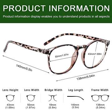 Przene 3 Pack Blue Light Blocking Glasses Women/Men,Retro Round Computer Glasses Anti Eye Strain/UV/Glare, Gaming Glasses. (Black/Crystal/Transparent Amber)