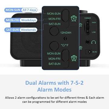 uscce Digital Dual Alarm Clock - Customizable and Compact