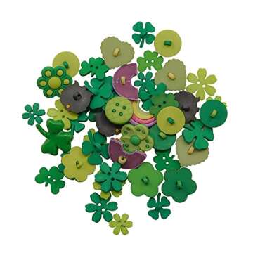 St. Patrick's Day Button Assortment – 50 Piece Novelty Buttons for Crafts & Sewing – Shamrock, R...