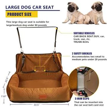 BOCHAO Dog Car Seat for Large Medium Dogs with Blanket