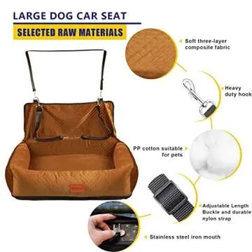 BOCHAO Dog Car Seat for Large Medium Dogs with Blanket