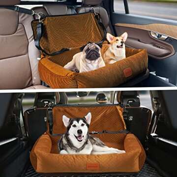 BOCHAO Dog Car Seat for Large/Medium Sized Dogs,Dog Car Travel Bed Dog Seats Made,Comfortable and Safe;Multipurpose Design-can be Converted into a Dog Bed or a Dog Sofa Cushion,with Dog Blanket.