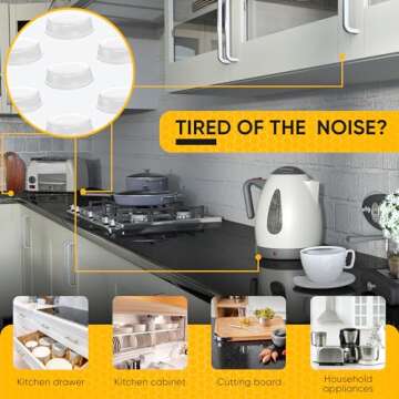 Vellax Cabinet Door Bumpers 128 Pcs - 1/2” Diameter Clear Self Adhesive Pads, Cabinet Stoppers, Rubber Bumpers for Drawers, Cupboards, Cutting Boards, Glass Tops, Picture Frames, Kitchen Furniture