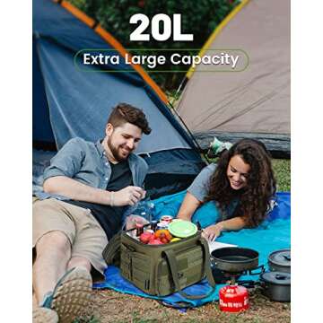 RalChyez Tactical Lunch Bag, 20L Large Heavy Duty Double Deck Insulated Lunch Box Leakproof Expandab...