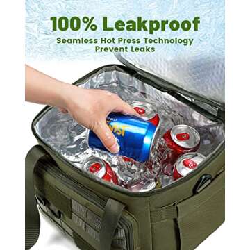 RalChyez Tactical Lunch Bag, 20L Large Heavy Duty Double Deck Insulated Lunch Box Leakproof Expandable Tote Cooler with Shoulder Strap for Adult Men Women Work Fishing Picnic Travel Green