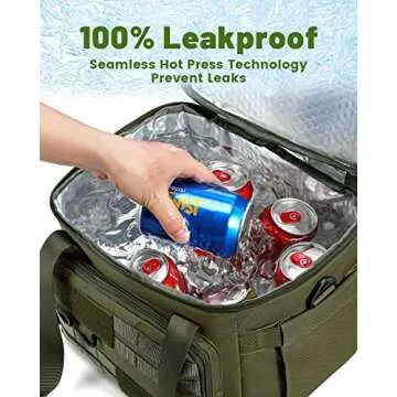 RalChyez Tactical Lunch Bag, 20L Large Heavy Duty Double Deck Insulated Lunch Box Leakproof Expandable Tote Cooler with Shoulder Strap for Adult Men Women Work Fishing Picnic Travel Green