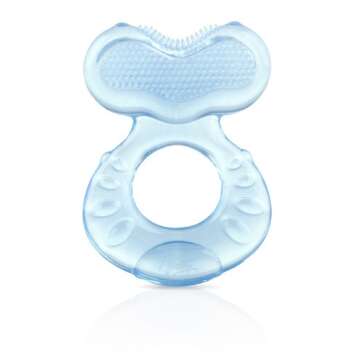 Nuby Silicone Teethe-eez Teether with Bristles, Includes Hygienic Case, Colors May Vary