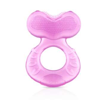 Nuby Silicone Teethe-eez Teether with Bristles, Includes Hygienic Case, Colors May Vary