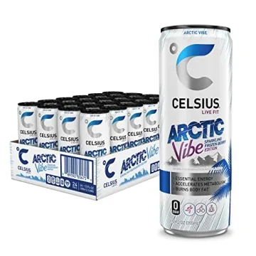 CELSIUS Sparkling Arctic Vibe - Functional Energy Drink with Essential Vitamins, Pack of 24
