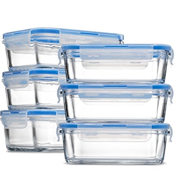 28 Oz Glass Meal Prep Containers Set with Locking Lids