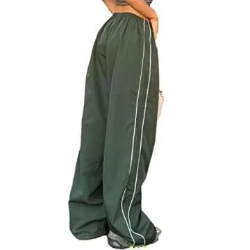 Shebote Women's Elastic Waist Parachute Pants Jogger Sweatpants
