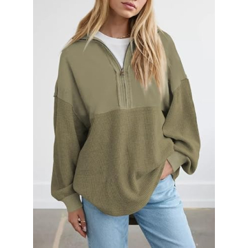 SHEWIN Women’s Half Zip Pullover Sweatshirt for Fall