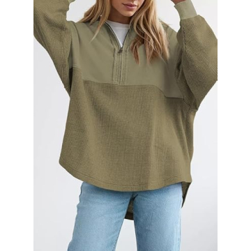 SHEWIN Women’s Half Zip Pullover Sweatshirt for Fall