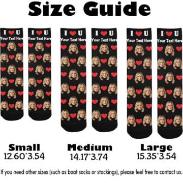 InterestPrint Custom Faces Socks Funny Socks for Men Women Valentine's Day Gift Hearts Black Personalized Socks