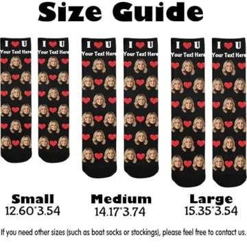 InterestPrint Custom Faces Socks Funny Socks for Men Women Valentine's Day Gift Hearts Black Personalized Socks