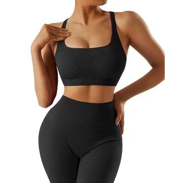 RXRXCOCO Women's Ribbed 2 Piece Gym Outfit - High Quality
