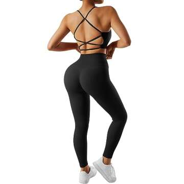 RXRXCOCO Women's Ribbed 2 Piece Gym Outfit - High Quality