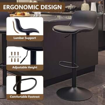 Kidol & Shellder Adjustable PU Leather Bar Stools Set