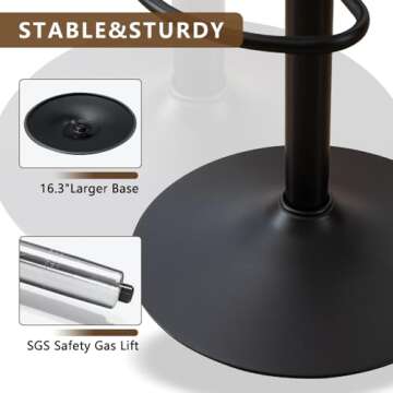 Kidol & Shellder Adjustable PU Leather Bar Stools Set