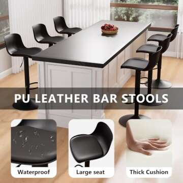 Kidol & Shellder Adjustable PU Leather Bar Stools Set