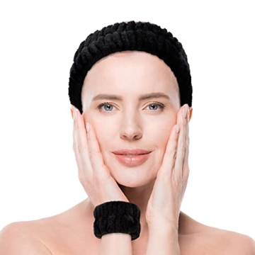 YARIEW Spa Set: 3 Makeup Headbands & 6 Wristbands for Women