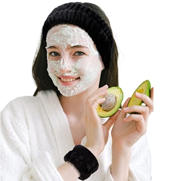 YARIEW Spa Set: 3 Makeup Headbands & 6 Wristbands for Women