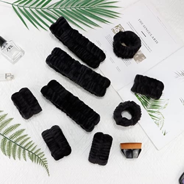 YARIEW Spa Set: 3 Makeup Headbands & 6 Wristbands for Women
