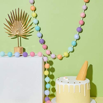 WILLBOND Wool Felt Ball Garland - Colorful & Versatile Decor