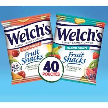 Welch's Fruit Snacks, Fruit Punch & Island Fruits Variety Pack, Gluten Free, Bulk Pack, Individual S...