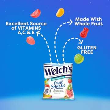 Welch's Fruit Snacks, Fruit Punch & Island Fruits Variety Pack, Gluten Free, Bulk Pack, Individual Single Serve Bags, 0.8 oz (Pack of 40)
