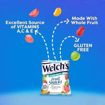 Welch's Fruit Snacks, Fruit Punch & Island Fruits Variety Pack, Gluten Free, Bulk Pack, Individual Single Serve Bags, 0.8 oz (Pack of 40)