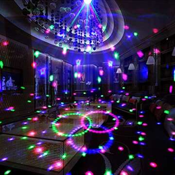 Disco Ball Party Lights Portable Rotating Lights Sound Activated LED Strobe Light 7 Color with Remote and USB Plug in for Car Home Room Parties Kids Birthday Dance Wedding Show Club Pub Xmas