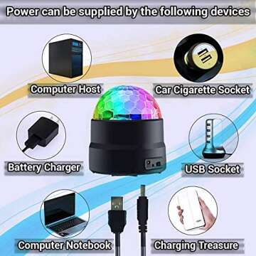Disco Ball Party Lights Portable Rotating Lights Sound Activated LED Strobe Light 7 Color with Remote and USB Plug in for Car Home Room Parties Kids Birthday Dance Wedding Show Club Pub Xmas