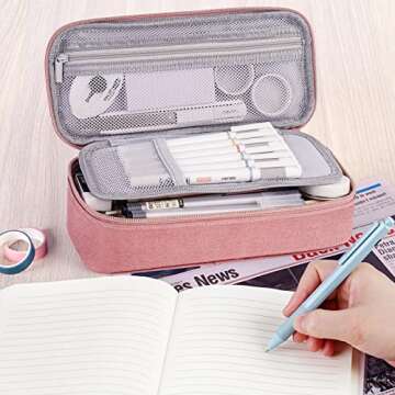 WEMATE Large Canvas Pencil Case for Office & School