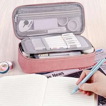 WEMATE Large Canvas Pencil Case for Office & School