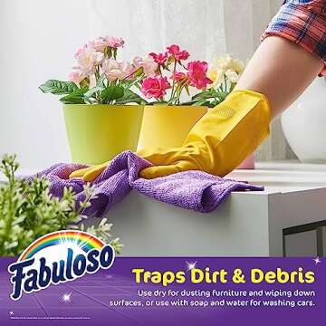 Fabuloso Microfiber Cleaning Cloths - Rainbow Colors - Reusable, Washable, Lint-Free for House, Kitc...