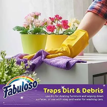 Fabuloso Microfiber Cleaning Cloths - Rainbow Colors - Reusable, Washable, Lint-Free for House, Kitc...