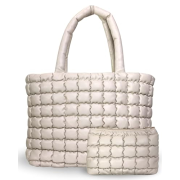 Citrusy Boutique The Cloud Tote Bag Set | Puffer Tote Bag with Insert Pouch | Quilted Tote Bag for W...